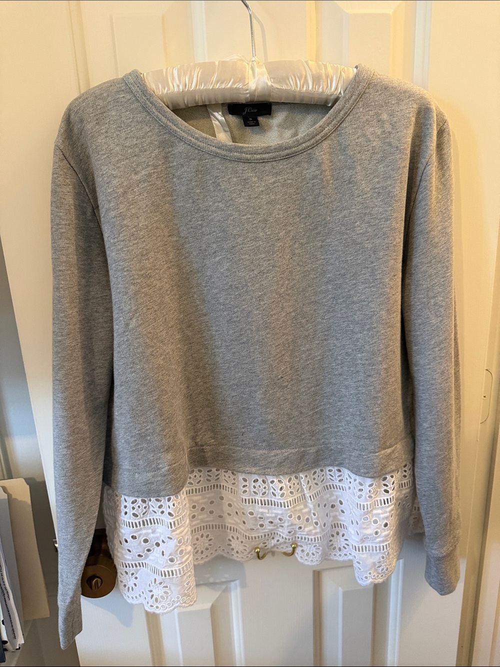 NWT - J. Crew lace trim crop sweatshirt
